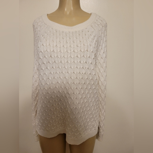Old Navy Large Cream Sweater Comfy Oversized Textured Wedge - Picture 1 of 6
